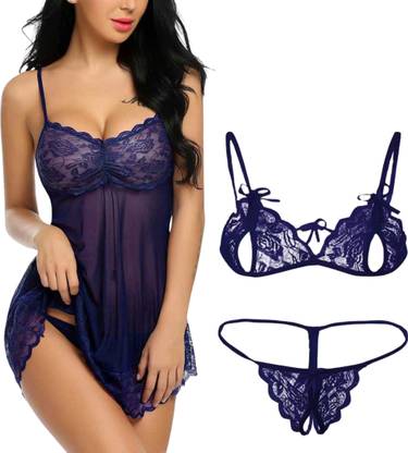 Unitrust Net Bra Panty Set Combo babydoll lingerie set sexy for honeymoon Lingerie Set