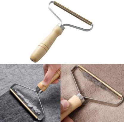 Zelwie Carpet Hair Remover, portable spark lint roller with wooden handle Floor Lint Roller
