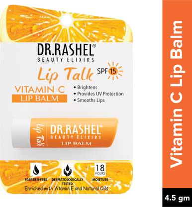 DR.RASHEL Vitamin C Nourishing Lip Balm for Men & Women with Vitamin E & SPF 15 for Moisturizing Dry and Cracked Lips