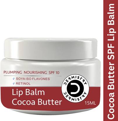 DERMISTRY Plumping Nourishing SPF10 Cocoa Butter Lip Balm for Dry Chapped Lips Shea Butter