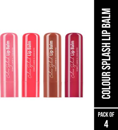Hilary Rhoda Colour Splash Lip Balm | Intense Hydration with SPF-15 | 4 Unique Lip balm with Vitamin E & Cocoa Butter