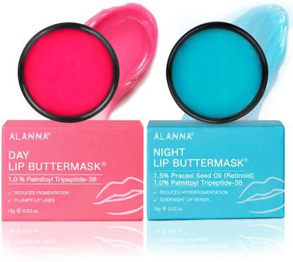 ALANNA 2-Step | Day & Night ButterMask Kit | For Brightens Dark Pigmented Lips Raspberry & Blueberry