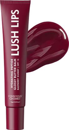 Conscious Chemist Peptide Lip Balm - Lush Lips with SPF15 |For Dry & Chapped Lips | For Dark Lips. Raspberry Gummy