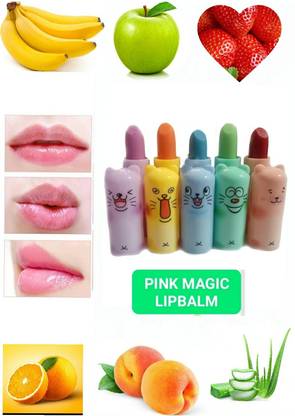 Pink Magic LIPBALM PURE FRUIT PULP LIPS REPAIR THERAPY SET OF 6 Mix fruits
