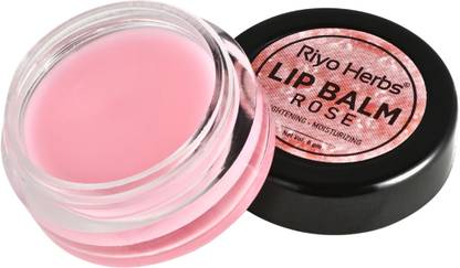 Riyo Herbs Rose Lip Balm With Rich & Natural Essential Oils, Shea Butter & Beeswax for help Lightening and Moisturising Tanned, Soft & Supple All Day Rose
