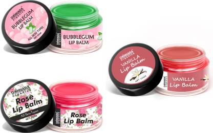 DONNARA organics Bubblegum, Rose & Vanilla Extracts LipBalm for Dark Lips - Combo of 3 (Each,15g)