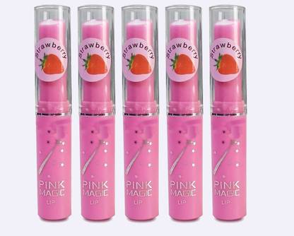 Sarbeau Pink Magic Color Changing Lip Balm lasting Hydrating effect (Pack of 5)_C_062 Strawberry
