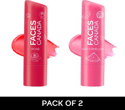 FACES CANADA Color Tinted Lip Balm | Combo of 2 | Watermelon + Rose Petal