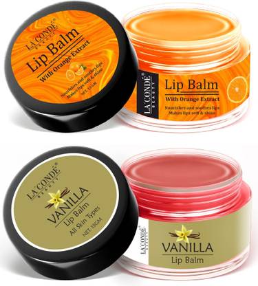 La'Conde Orange & Vanilla Lip Balm for Dry Lips - Pack of 2 (Each,15g)