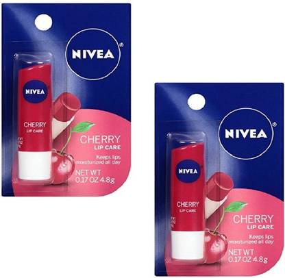 NIVEA Shine Caring Lip Balm Cherry ( 2 Pc x 4.8 gm ) Chery Shine