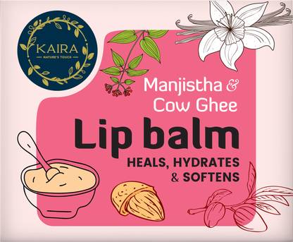 Kaira Manjishta & Cow Ghee Lip Balm Heals Hydrates and soften lips non tinted ghee