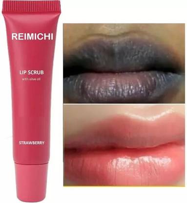 REIMICHI Strawberry Lip Scrub For Pigmentation, Lip Scrub For Dark Lips For Women & Men Lip Stain