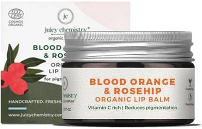 Juicy Chemistry Blood Orange & Rosehip Lip Balm for Pigmented & Dry Lips Orange