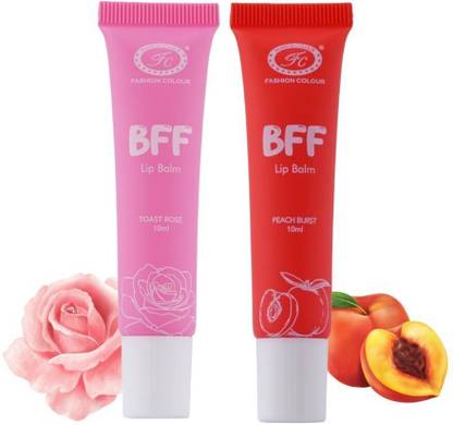 FASHION COLOUR BFF Lip Balm Combo 24 Hrs Moisturization - Toast Rose & Peach Burst