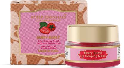RYLLZ ESSENTIALS Berry Burst Lip Sleeping Mask | with Shea Butter, Sucrose & Carnauba Wax strawberry