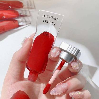MYEONG Ice cube velvet Lip Glaze Red Mushed Lip Gloss Candy