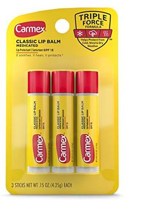 Carmex Medicated Lip Balm Sticks (Pack Of 3) - 4.2g Cocoa Butter