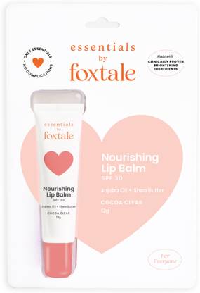 Foxtale Essentials Cocoa Clear Nourishing Lip Balm SPF30, for Soft and Plump Lips Cocoa Clear