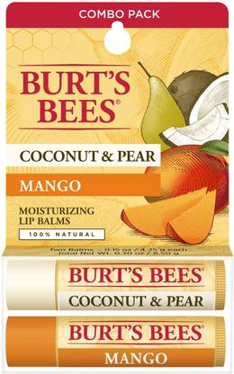 Burt's Bees Coconut & Pear and Mango, Moisturizing Lip Balms, 2 Tubes Coconut & Pear, Mango