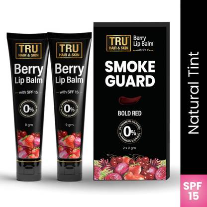 TRU HAIR & SKIN Smoke Guard Berry Lip Balm for Men’s Dark Lips| SPF 15 Protection and Hydration| Berry