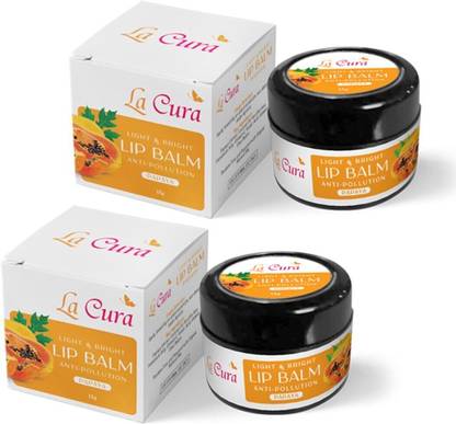 La Cura Light & Bright Anti Pollution Papaya Lip Balm, Pack of 2 ( 15gm x 2) Papaya