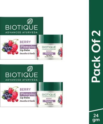 BIOTIQUE Berry Plumping Lip Balm | De-pigmentation Balm | Smoothes & Enhance Lip Tones Berry