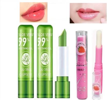 Glowsync pinkmagic strawberry lipbalm with aloevera colour changing lipbalm (pack of 3) Strawberry