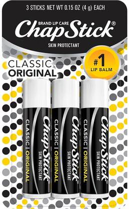 Chapstick Classic Original Flavor Skin Protectant Flavored Lip Balm 3 pack Classic