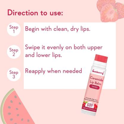 Bonberry Tinted Ceramide Lip Balm with SPF50 PA+++ - Kojic Acid & Niacinamide Raspberry__ Raspberry