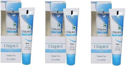 Chaptex Lip Balm EACH 10g (Pack Of 3) Spf 15 - Moisturizing, Paraben Free, Matte,white non-irritating fragrance