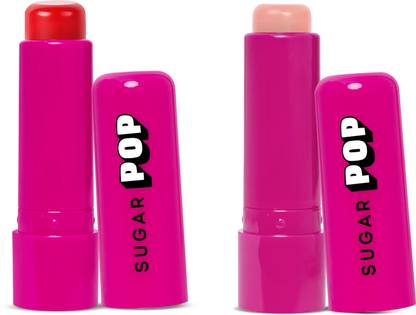 SUGAR POP Nourishing Lip Balm Combo -02 Cherry & 05 Peach | Tinted Lip Moisturizer | Cherry & Peach