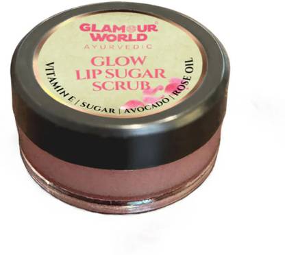 Glamour World Ayurvedic Glow Lip Sugar Scrub; Lip Scrubber Enriched with Vitamin E, Avocado, Rose Oil Rose