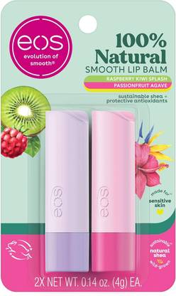 eos Natural Lip Balm Raspberry Kiwi Splash & Passionfruit Agave All-Day Moisture RASPBERRY KIWI ,PASSIONFRUIT AVGE