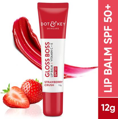 डॉट एंड की ग्लॉस बॉस टिंटेड लिप बाम SPF 30 I विटामिन C E I 12g - स्ट्रॉबेरी क्रश स्ट्रॉबेरी