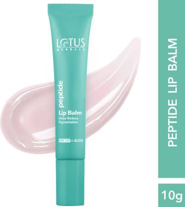 LOTUS HERBALS Peptide Lip Balm with SPF 15 for Dry and Chapped Lips, Glossy Finish, No Tint Vanilla