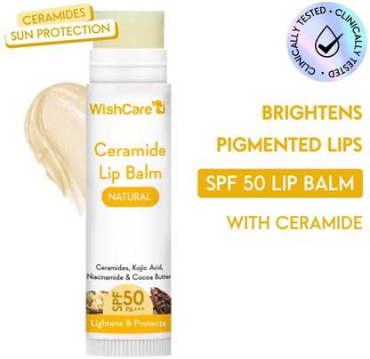 WishCare Ceramide Lip Balm with SPF50 PA+++ - Kojic Acid & Niacinamide Natural