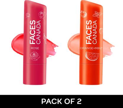 FACES CANADA Lip Balm Combo of 2 | Orange Mint + Rose Petal Orange Mint + Rose Petal