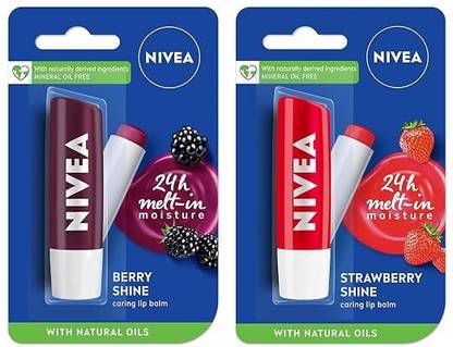 NIVEA Lip Balm Combo Set Berry/Strawberry Natural