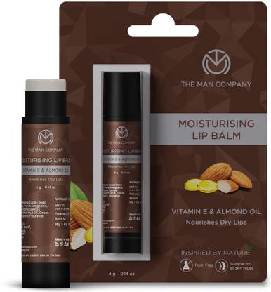 THE MAN COMPANY Nourishing Lip Balm | Vitamin E, Almond & Olive Oil | Soft, Supple, Moisturizes | Hydrates | Free from Dry, Chapped Lips | Natural Essential Oils - 4gm Almond