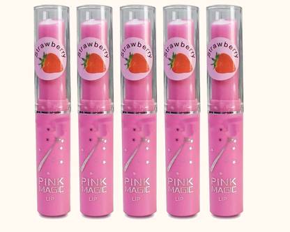 Sarbeau Pink Magic Color Changing Lip Balm lasting Hydrating effect (Pack of 5)_C_073 Strawberry