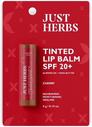 Just Herbs Tinted Lip Balm SPF 20+ For Dry and Chapped Lips for Women and Men- Cherry