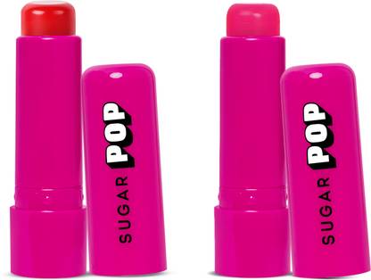 SUGAR POP Nourishing Lip Balm Combo -02 Cherry & 06 Strawberry | Tinted Lip Moisturizer | Cherry & Strawberry