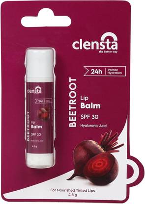 Clensta Beetroot Lip Balm With Hyaluronic Acid Spf 30 For Moisture & Lightens Dark Lips Beetroot