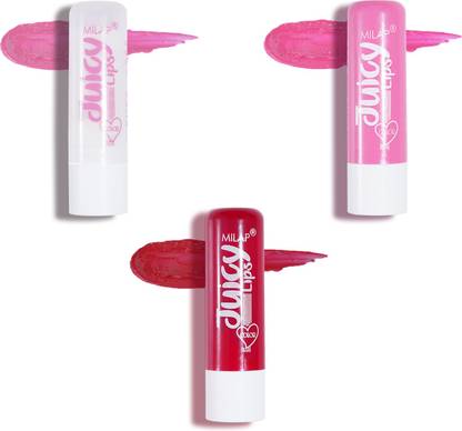 MILAP Juicy Lip Balm with SPF 15, 12 HR Moisture & Shine, Sooth Dry & Chapped Lips Candy Floss, Pure Care and Cherry
