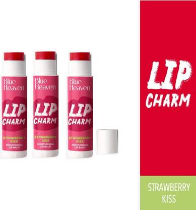 BLUE HEAVEN Lip Charm Strawberry Moisturising Lip Balm (Pack of 3) Strawberry