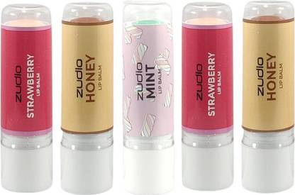 zudio STRAWBERRY -2 ,HONEY-2 MINT -1 LIP BALM PACAK OF 5 STRAWBERRY, HONEY, MINT