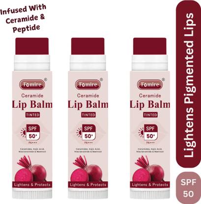Famire Tinted Lip Balm With SPF 50 PA+++ -Kojic Acid & Ceramide - For Lip Brightening Beetroot