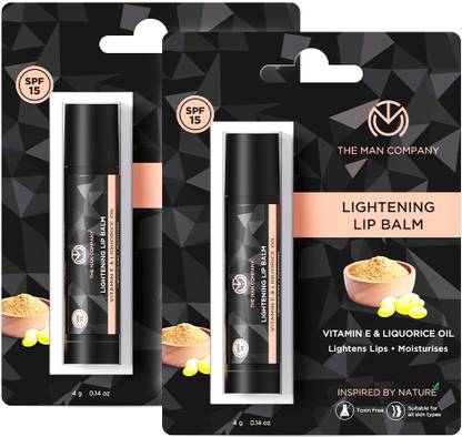 THE MAN COMPANY Lightening Lip Balm For Dry, Chapped, Dark and Smoky Lips with flavor of Almond, Coconut  (Pack of: 2, 8 g) at Rs. 249