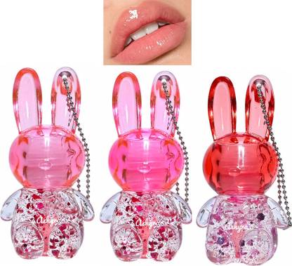 Ashyra Bunny Lip Oil Gloss – Non-Sticky Hydrating Formula (Pack of 3)