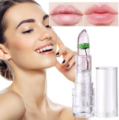 MYEONG Magic Color Change Lip Gloss Crystal Green Flower Jelly Lipstick Lip Stain